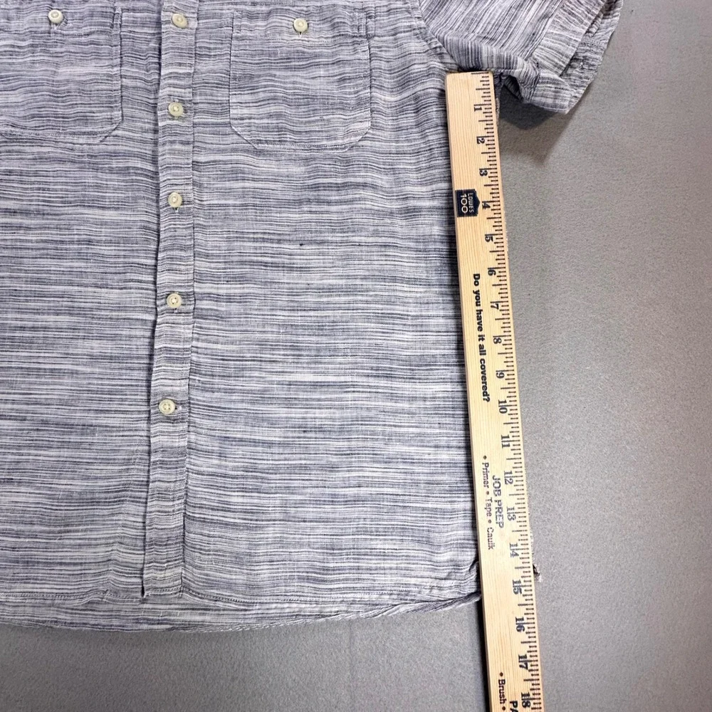 Banana Republic Camden Fit Mens Medium Blue White 100%‎ Linen Short Sleeve Shirt